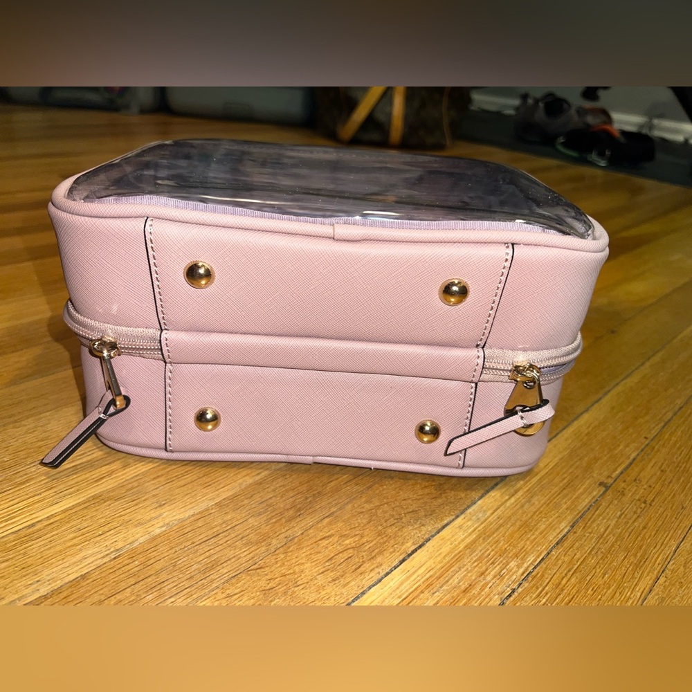 Calpak Clear Travel Cosmetic Bag with Blush Trim - Picture 5 of 10